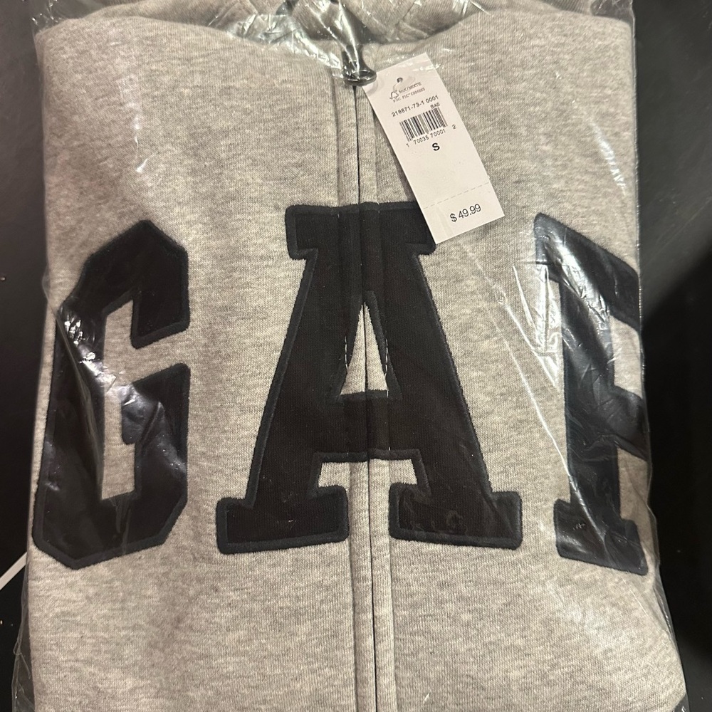 GAP Heather Gray Hoodie with Black Lettering